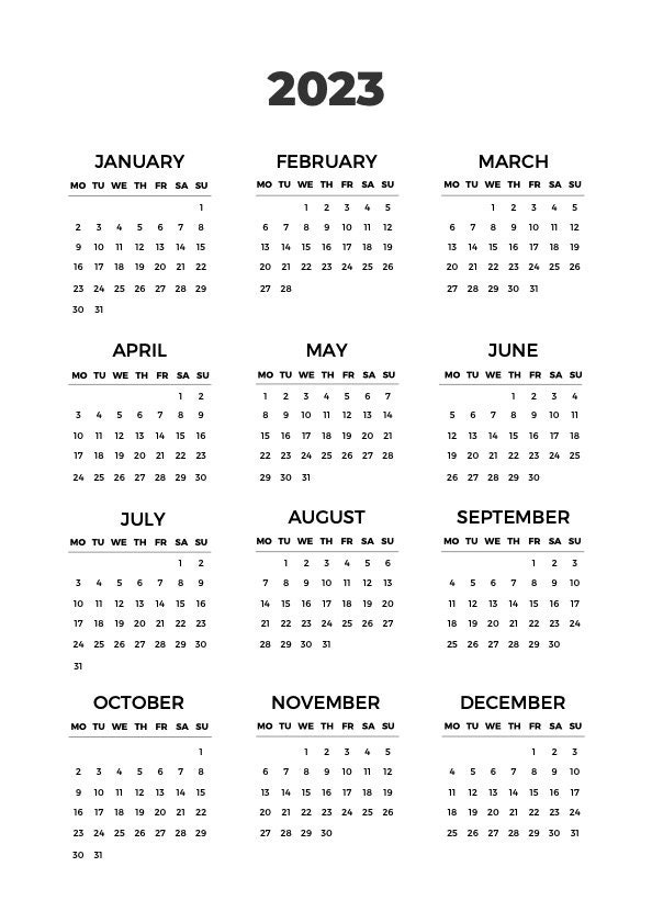2023 Printable Wall Calendar - Etsy Canada