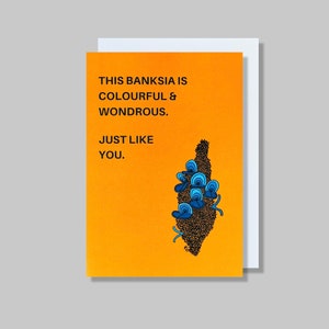 Banksia-bedankkaart | banksia podkaart, Australische natuurkaarten, Australisch woestijnlandschap, proteakaart, kaart Sturt-woestijnerwten, struik