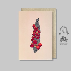 Carte d'anniversaire de Banksia du désert | Banksia abstraite, carte banksia du désert, graines indigènes australiennes, carte du désert australien
