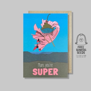 Cartão de aniversário de supermãe | Gumnut australiano, May Gibbs, sementes de Banksia, cartão de aniversário fofo, super incrível