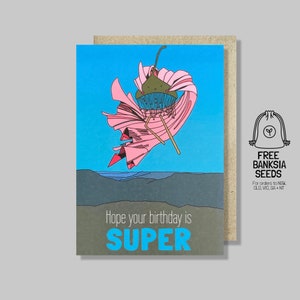 Super Gumnut-kaart – Botanische kunstkaart met cape – Australische inheemse illustratie – blanco binnenkant