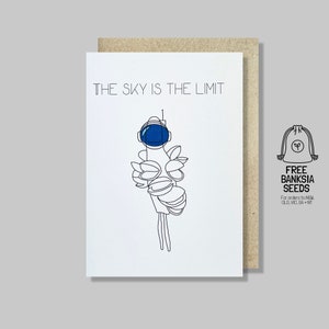 Banksia Graduation Card - Good Luck / Motivational Card - Sky is the Limit - Space Card - Astronaut Card