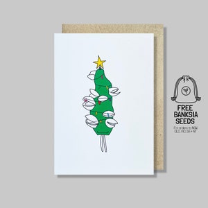 Cartão de Natal australiano - Banksia Pod como uma árvore de Natal | desenho de Banksia Pod, cartão de Natal australiano, cartão de Natal fofo