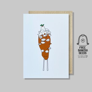 Tarjeta de pudín australiano de Banksia – Tarjeta navideña con plantas autóctonas – Arte navideño botánico – Tarjeta ecológica – Interior en blanco