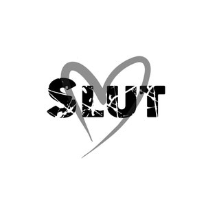 Slut (Heart Background) Temporary Tattoo - 1.25" high