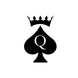 Queen of Spades with Crown - Temporary Tattoo