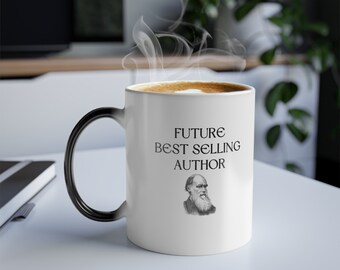 Shakespeare Future Best Selling Author Coffee Cup Mug, Color Changing Coffee Cup, Made in USA, Temperature Sensitive Technology, Tea Cup