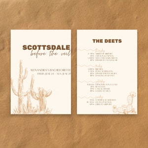 Arizona Bachelorette Itinerary Template | Personalized, Custom, Instant Download, Digital, Printable, Canva, Desert, Scottsdale, Cowgirl