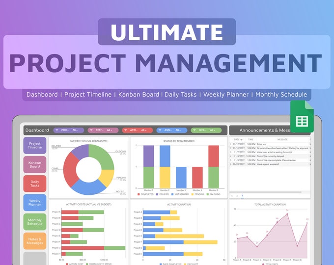 Kanban Board Excel Template | Task Tracker | Project Management | Gantt ...