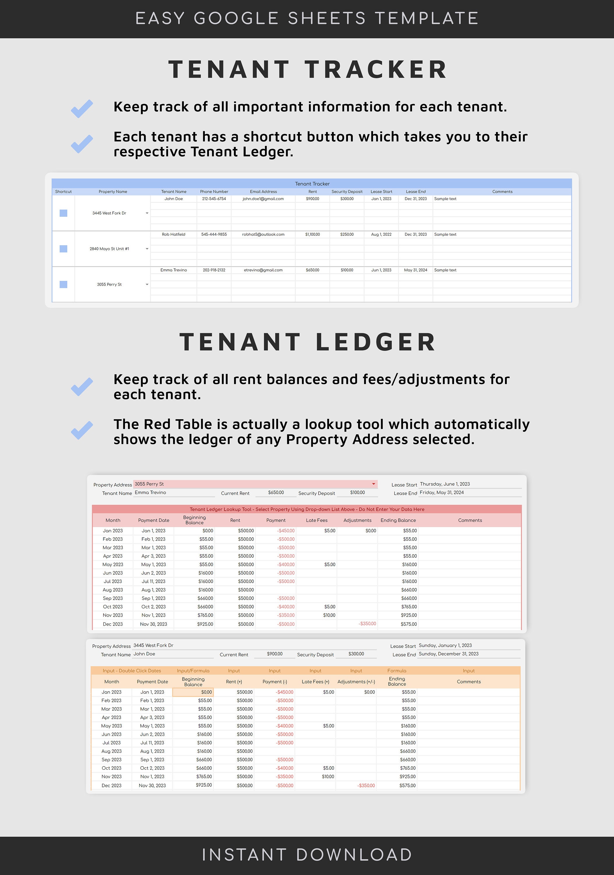 Landlord Rental Property Spreadsheet Template Google Sheets Etsy