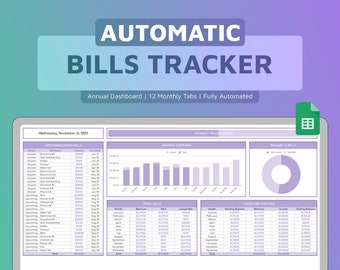Bill Tracker Spreadsheet | Dashboard | Google Sheets | Monthly Planning & Tracking | Personal Finance