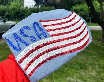 Sequin USA embroidered tee