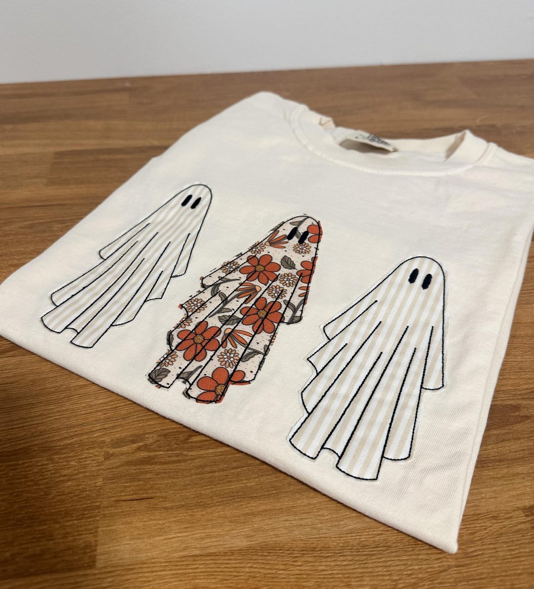 Spooky Ghost Trio Embroidered Tee - Etsy