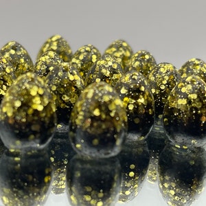Wingspan Wyrmspan compatible Black and Gold Odyssey resin Handmade Eggs set of 15