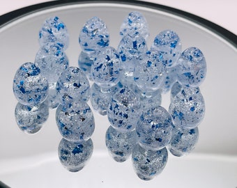 Wingspan Wyrmspan compatible IceBreaker Silver and Blue flake resin Handmade Eggs set of 15