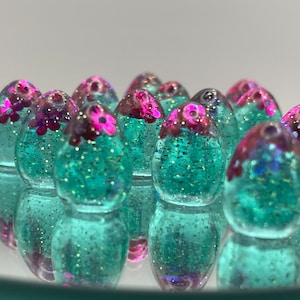 Wingspan Wyrmspan compatible Teal Floral Handmade Eggs set of 15