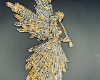 Golden Radiance Angel Christmas ornament clear resin with gold flake