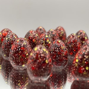 Wingspan Wyrmspan compatible Magma Burst Elemental Fire red and gold resin Handmade Eggs set of 15
