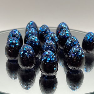 Wingspan Wyrmspan compatible Blue Dragons Breath Black and Blue resin Handmade Eggs set of 15