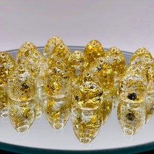 Wingspan Wyrmspan compatible Crystal Clear and Gold flake resin Handmade Eggs set of 15
