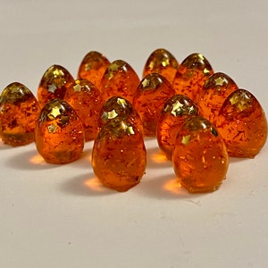 Wingspan Wyrmspan compatible Autumn  Dragon Orange and Gold Star Handmade Eggs set of 15