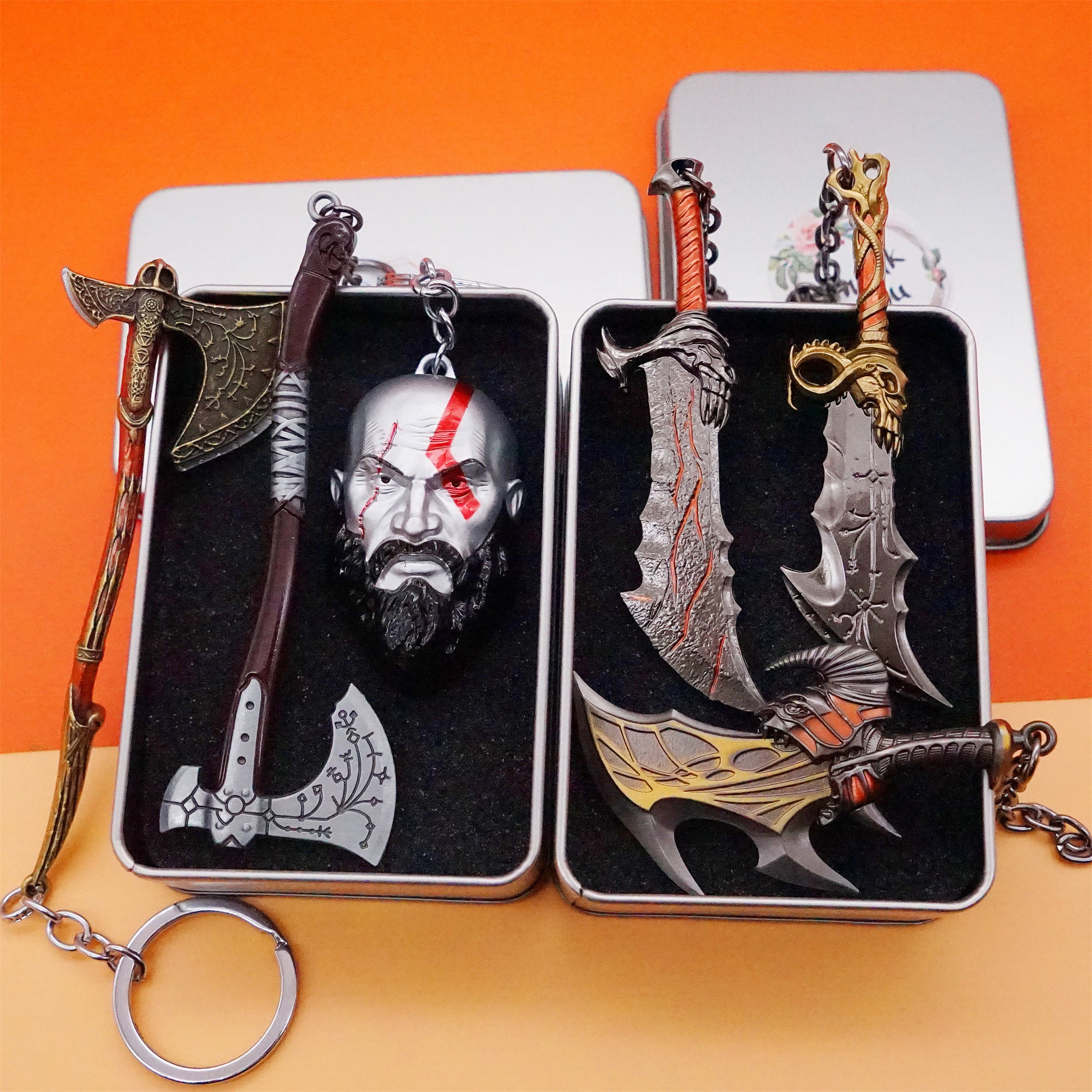 God of War Ragnarok Keychain Kratos Blades of Exile Leviathan Axe