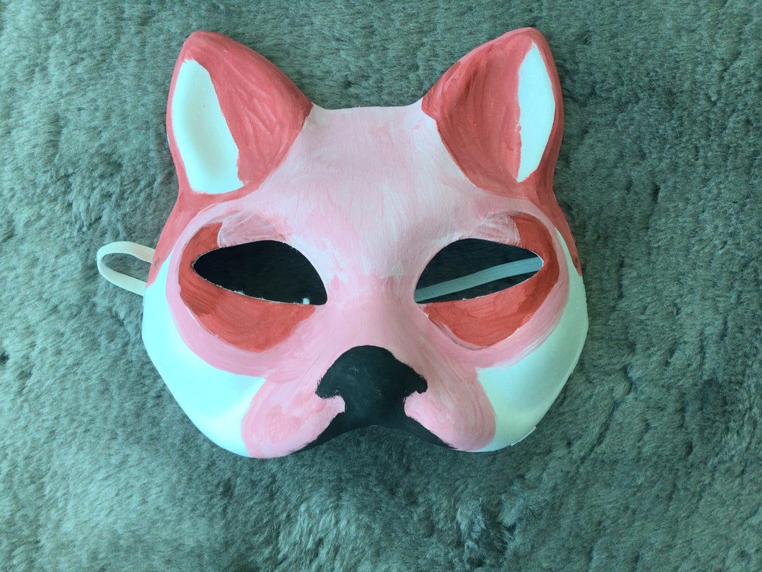 Therian Mask Cat Pink White Furry 
