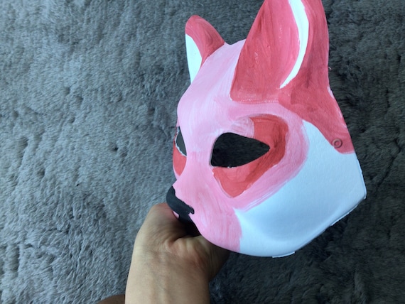 Therian Mask Cat Pink White Furry 