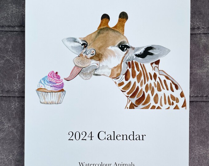 Animal 2024 Calendar, Animal Calendars, Giraffe Calendar, Giraffe Gifts