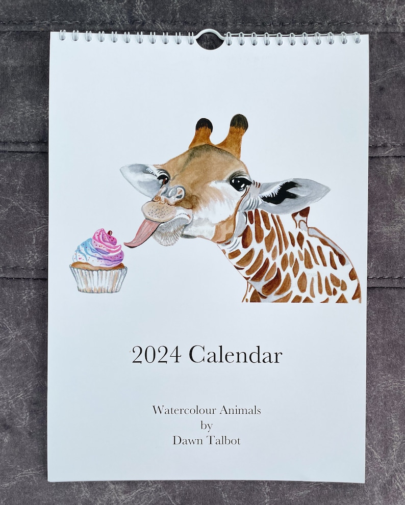 Animal 2024 Calendar Fun Animal Calendars Giraffe Calendar Etsy