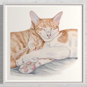 Katze Fine Art Print, Katzenmalerei, Katzenbild, Katzen Aquarellmalerei, süße Katzenkunst, Katzenbilder für Zuhause, Katzengeschenke, Geschenke für Katzenliebhaber