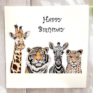 Safari Geburtstagskarten, Giraffe Geburtstagskarten, Tiger Geburtstagskarten, lustige Tier Geburtstagskarten, Geburtstagskarten für Kinder, Tierkarten
