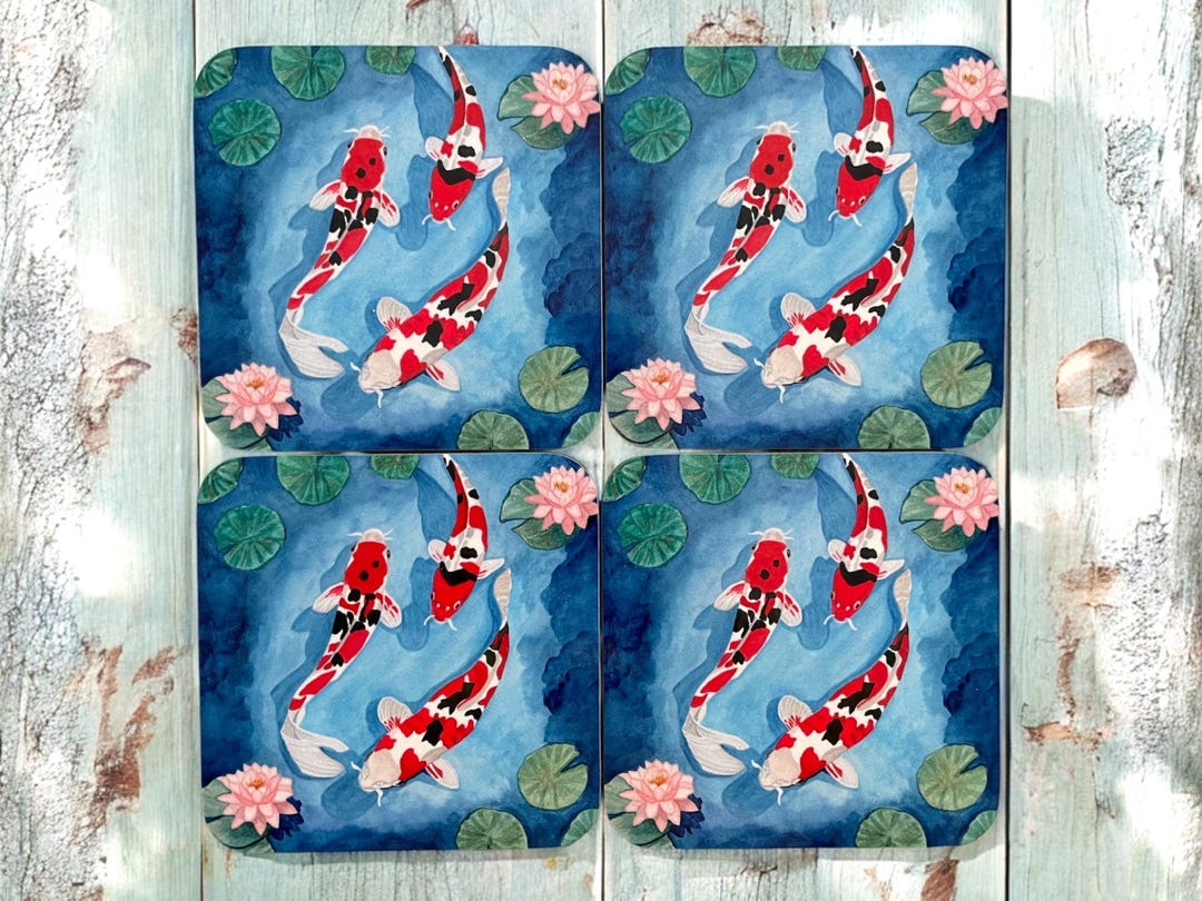 Koi Fish Coasters, Koi Gifts, Koi Coasters, Koi Art, Koi Pictures, Fish ...