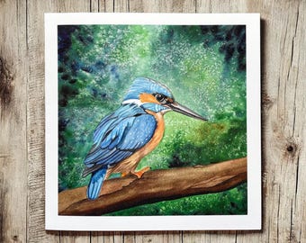 Kingfisher cards, Kingfisher blank card, watercolor Kingfisher card, kingfisher art, wildlife cards, bird greetings cards, kingfisher