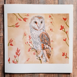 Cartes de chouette effraie des clochers, cartes de chouette effraie des clochers, cartes d'oiseaux, carte d'amoureux de la faune, cartes de chouette mystique, animaux des bois, cartes des bois, art de hibou
