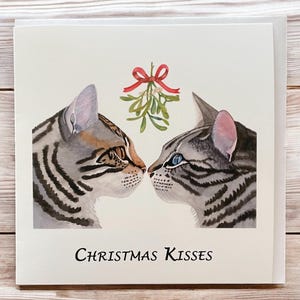 Cartes de chat, cartes de chat de Noël, cartes de chat du Bengale, cartes de Noël, chats mignons, cadeaux chat, cartes d'amour, cartes pour elle, carte de Noël arty