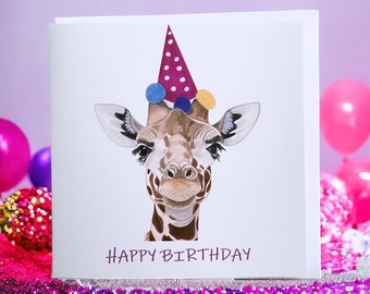 Giraffe Birthday Card, Giraffe card, Birthday cards for her, Birthday Card, Cute Giraffe Card, Giraffe Cards, Funny Giraffe Cards,