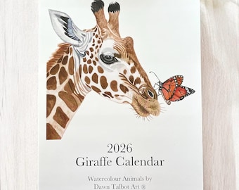 2026 Giraffe calendar, giraffe gifts, giraffe 2026 calendar, giraffe a4 wall calendar, 2026 calendars, funny giraffe calendar, giraffe gift