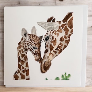 Giraffe Geburtstagskarte blanko, Giraffenkarte, Mama und Baby Giraffenkarte, Giraffenkarten, Giraffengeschenke, Giraffe Geburtstagskarte, Magnet,