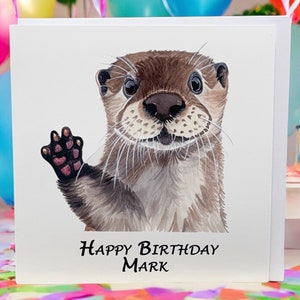 Cartes d'anniversaire loutre, cartes d'anniversaire loutre personnalisées, cartes loutre pour enfants, jolies cartes loutre, carte loutre, loutre aquarelle, loutres