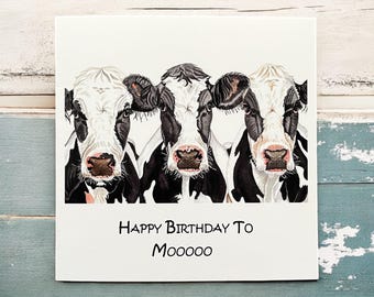 Cow Birthday card, cow greetings card, funny cow cards, birthday cards, cards for cow lovers, dairy cow cards, cards for her, cow gifts