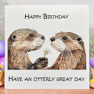 Cartes d'anniversaire loutre, cartes d'anniversaire loutre personnalisées, cartes loutre pour enfants, jolies cartes loutre, carte loutre, loutre aquarelle, loutres