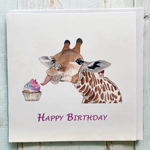 Carte d'anniversaire girafe, carte girafe, cartes d'anniversaire, carte d'anniversaire, carte girafe personnalisée, cartes girafe, cartes girafe drôles, aimant