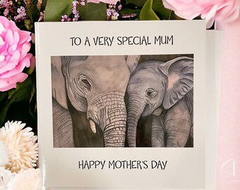 Mother’s Day card, Elephant Mother’s Day card, Mother’s Day card elephant, elephant cards, cards for mum, cards for mom, elephant card,