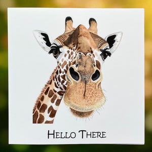 Hello cards, just a note cards, hello giraffe card, just because cards, watercolor giraffes, Giraffe Cards, Funny Giraffe Cards, whimsical
