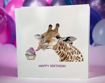 Giraffe Birthday Card, Giraffe card, Birthday Cards, Birthday Card, Cute Giraffe Card, Giraffe Cards, Funny Giraffe Cards, fridge magnet