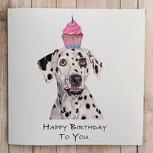 Geburtstagskarte vom Hund, Dalmatiner Hundekarte, Geburtstagskarten, Geburtstagskarte, süße Hundekarte, Hundekarten, lustige Hundekarten, Dalmatinerkarten