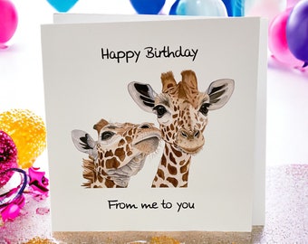 Giraffe birthday card, giraffe cards, birthday cards, cute giraffe birthday cards, giraffe cards for her, giraffe card for friend.