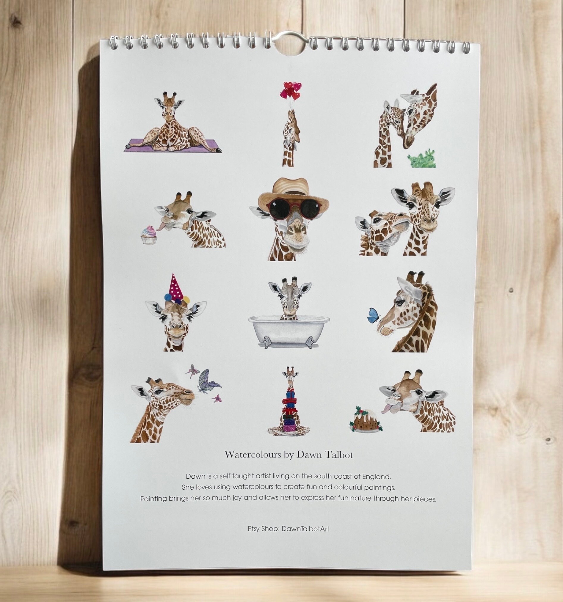 Giraffe Calendar A4, Giraffe 2025 Calendar, Giraffe Gifts, Giraffe
