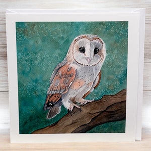Cartes de chouette effraie des clochers, cartes de chouette effraie des clochers, cartes d'oiseau, carte d'amoureux de la faune, cartes de chouette mystique, animaux de la forêt, cartes de la forêt